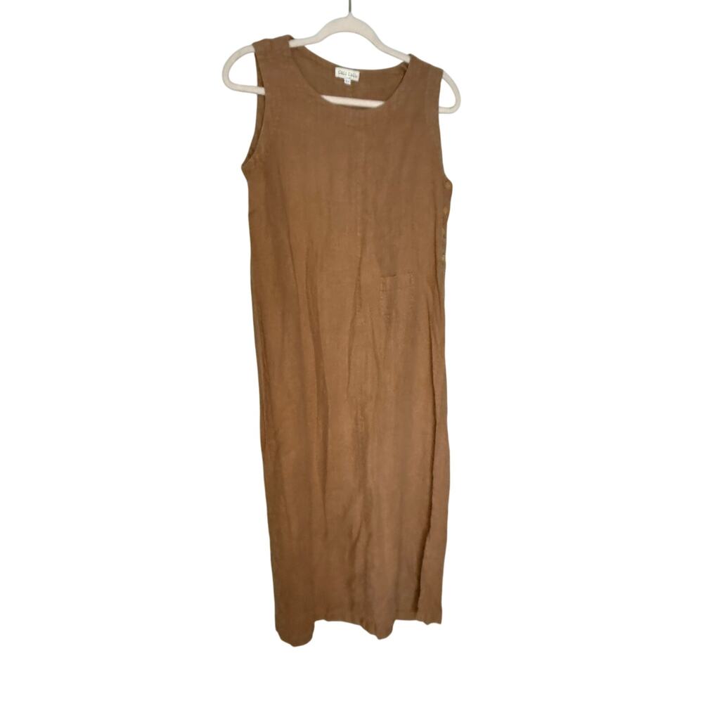 Cali Cali sleeveless tan‎ linen dress
